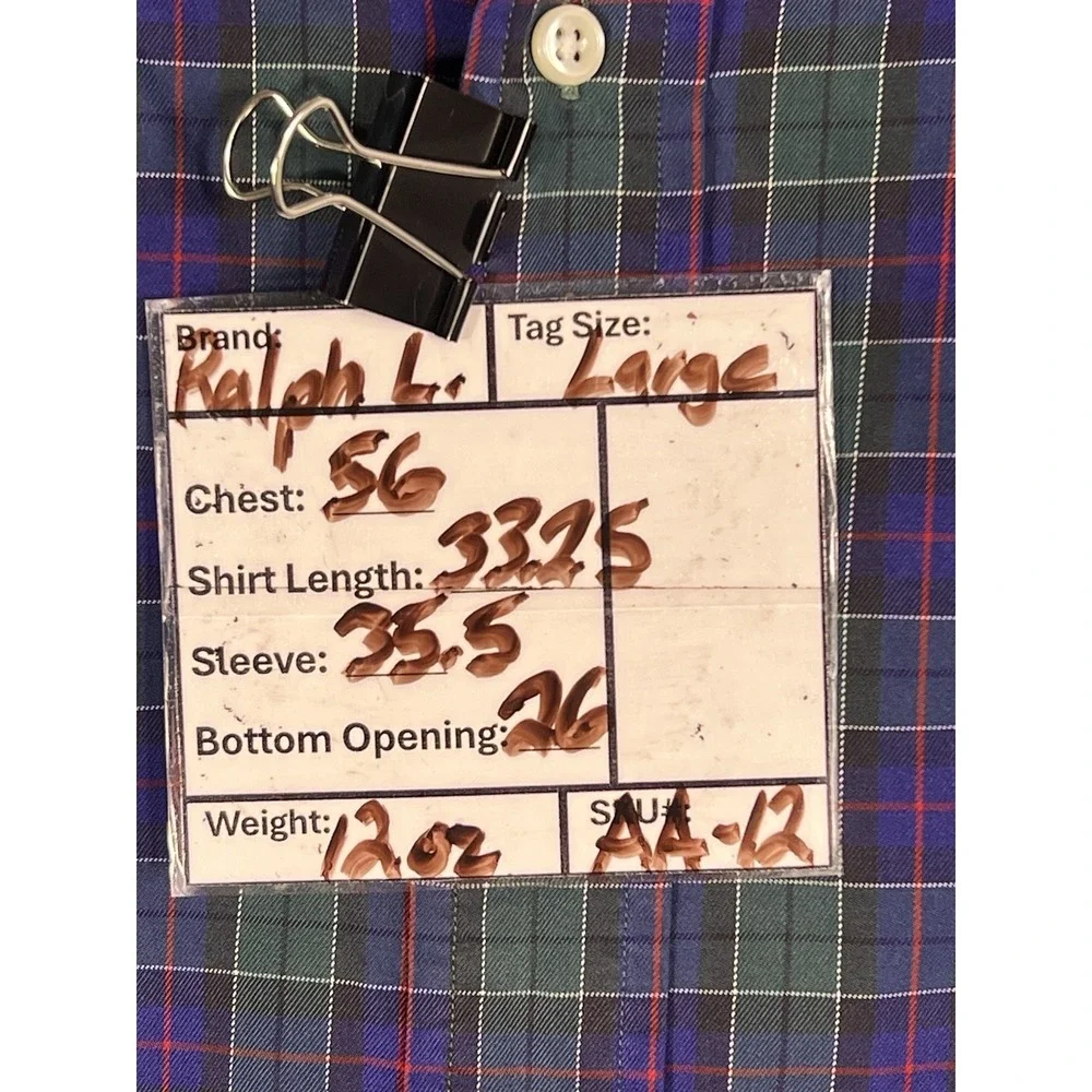 Vintage 90s Ralph Lauren Blake Shirts Mens L Green Purple Checker 2 Ply Red Logo